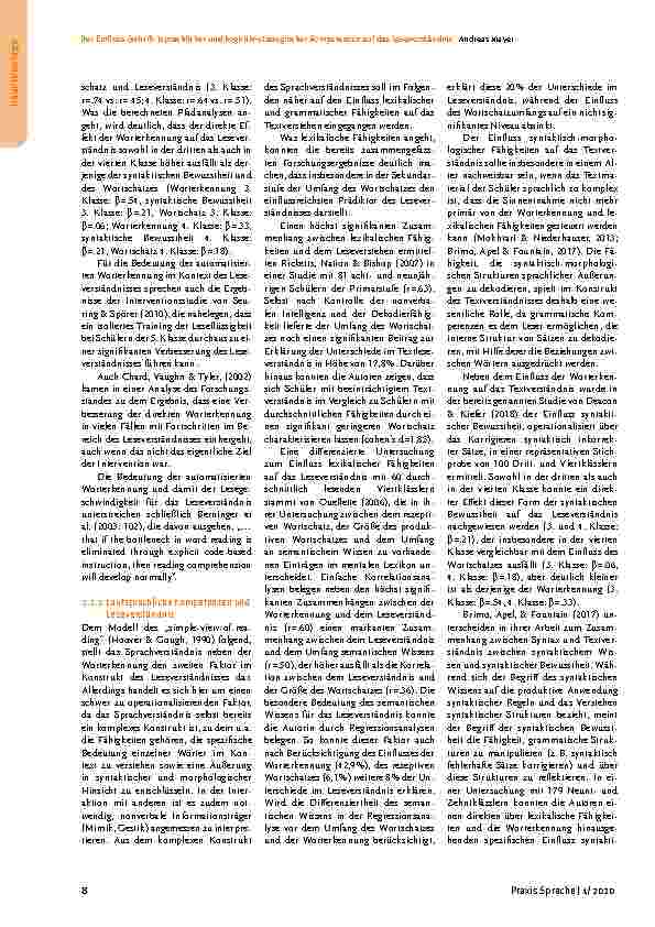 Vorschauseite 4: Der Einfluss (schrift-)sprachlicher und kognitiv-strategischer Kompetenzen auf das Leseverständnis von Schülern mit sonderpädagogischem Förderbedarf