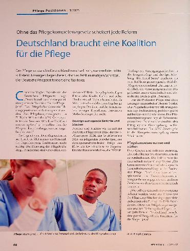 Vorschauseite 1: Ohne das Pflegekompetenzgesetz scheitert jede Reform. Deutschland braucht eine Koalition für die Pflege.