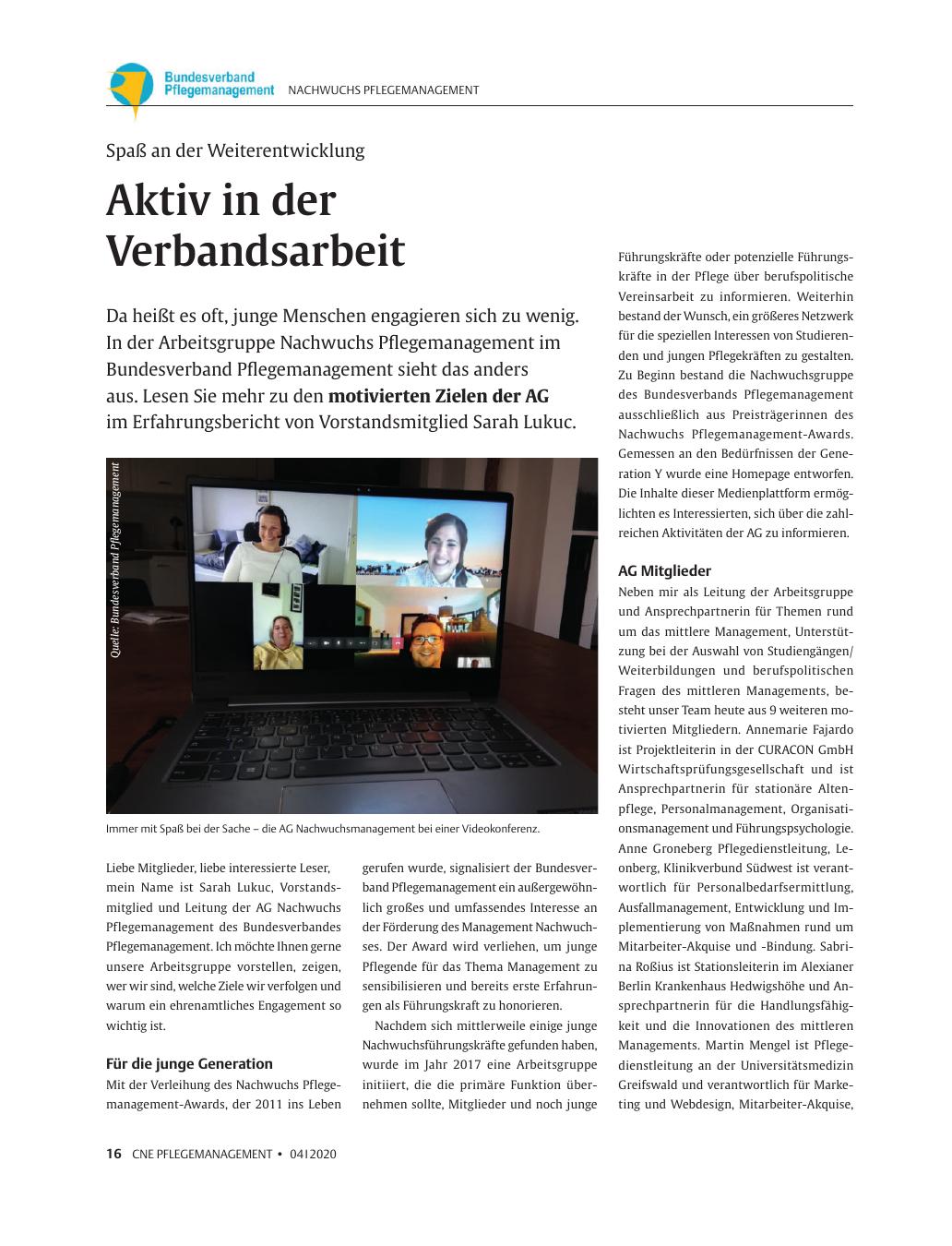Vorschauseite 1: Aktiv in der Verbandsarbeit