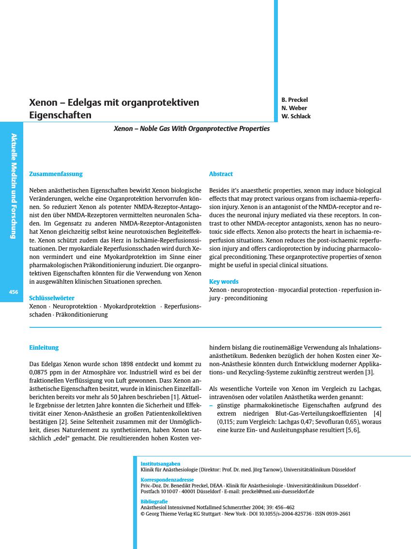 Vorschauseite 1: Xenon - Edelgas mit organprotektiven Eigenschaften
