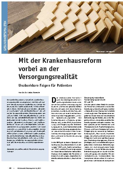 Vorschauseite 1: Mit der Krankenhausreform vorbei an der Versorgungsrealität Unabsehbare Folgen für Patienten