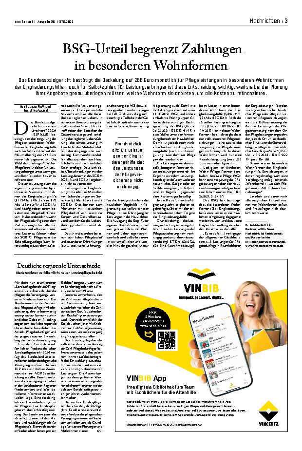 Vorschauseite 1: BSG-Urteil begrenzt Zahlungen in besonderen Wohnformen