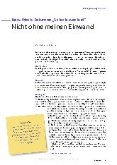 Vorschauseite 1: "Schichtwechsel" Nicht ohne meinen Einwand