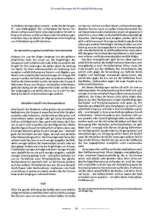 Vorschauseite 4: Corona und das Grundeinkommen