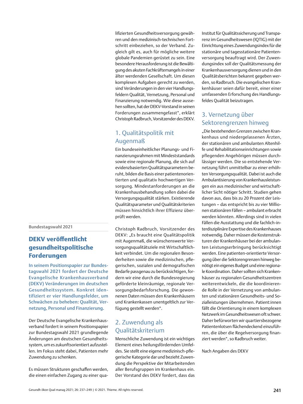 Vorschauseite 1: Bundestagswahl 2021 – DEKV veröffentlicht gesundheitspolitische Forderungen