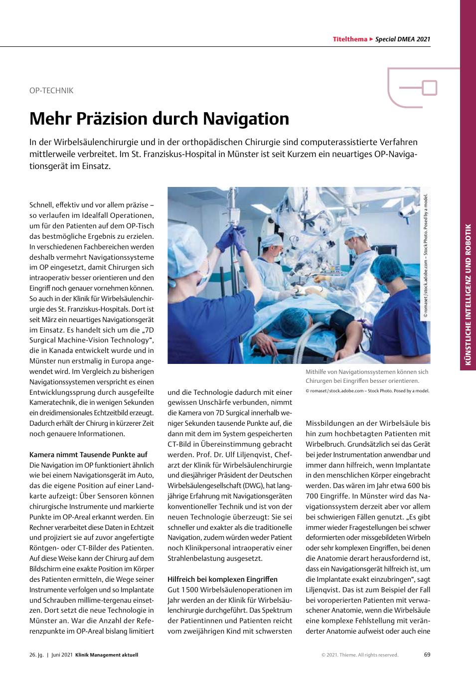 Vorschauseite 1: OP-Technik: Mehr Präzision durch Navigation