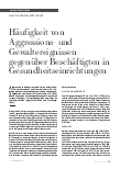 Vorschauseite 1: Häufigkeit von Aggressionsund Gewaltvorfällen gegenüber Beschäftigten in Gesundheitseinrichtungen