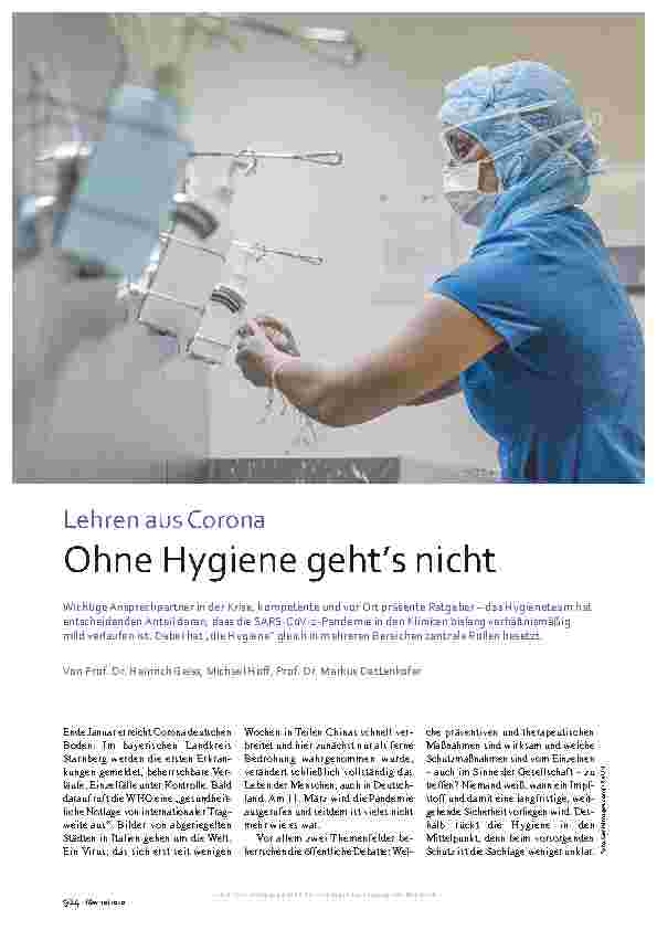 Vorschauseite 1: Lehren aus Corona: Ohne Hygiene geht s nicht.