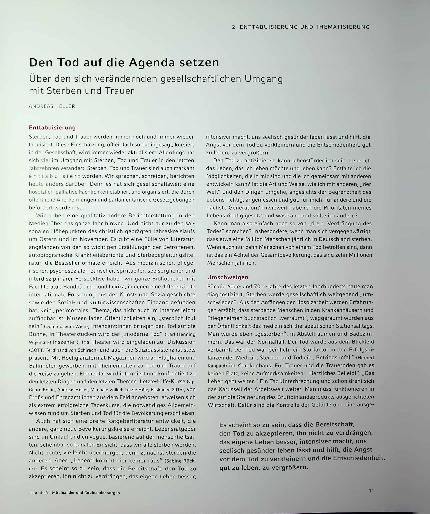Vorschauseite 2: Den Tod auf die Agenda setzen: Über den sich verändernden gesellschaftlichen Umgang mit Sterben und Trauer