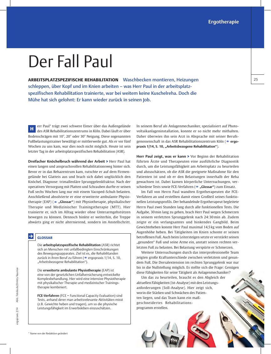 Vorschauseite 1: Arbeitsplatzspezifische Rehabilitation ? Der Fall Paul