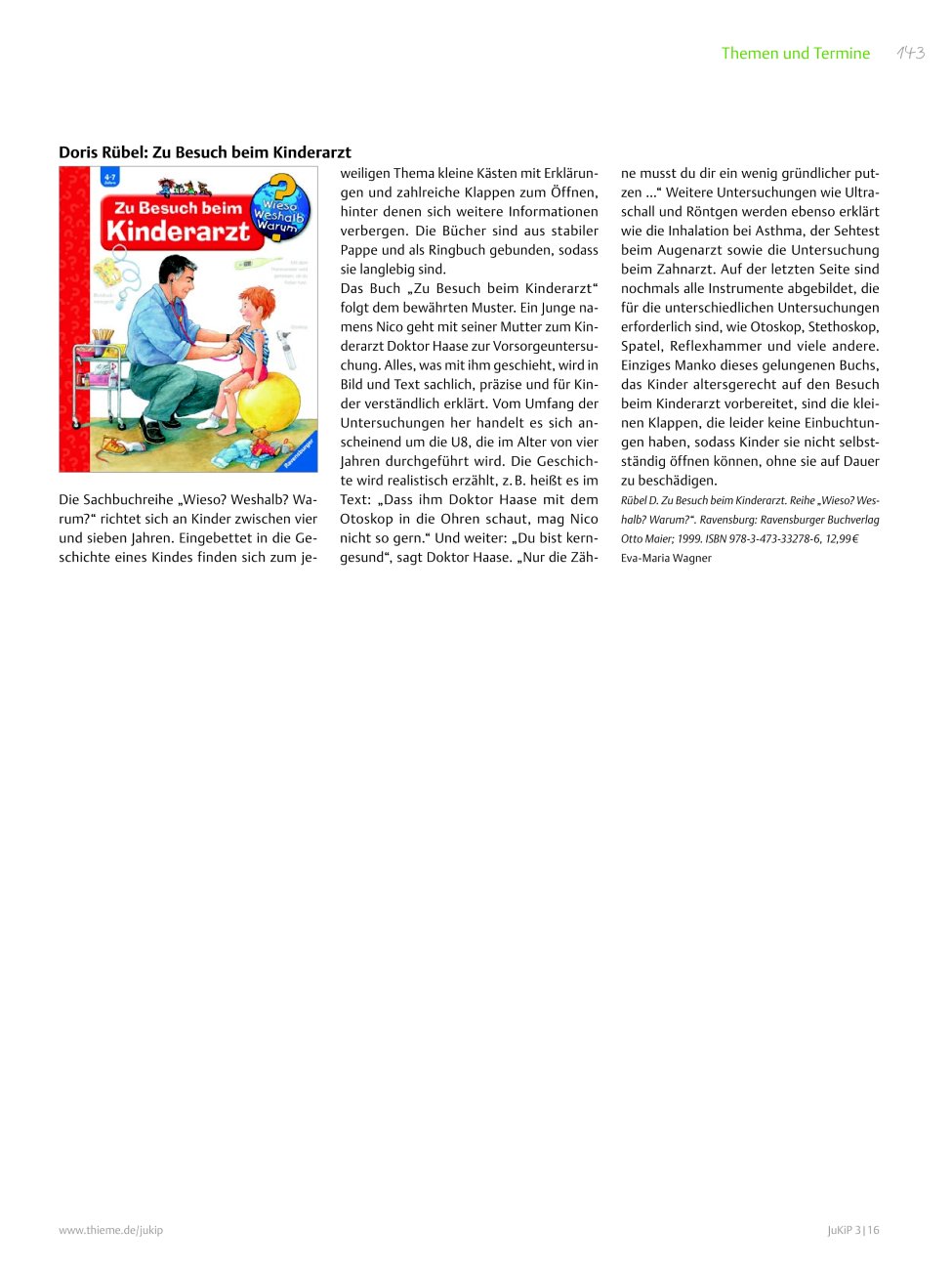 Vorschauseite 1: Buchtipp: Doris Rübel: Zu Besuch beim Kinderarzt