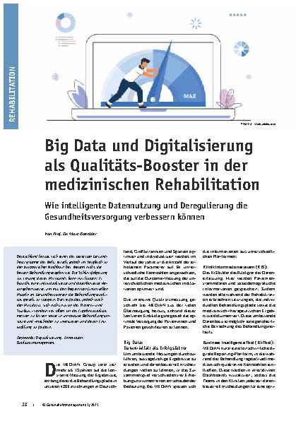 Vorschauseite 1: Big Data und Digitalisierung als Qualitäts-Booster in der medizinischen Rehabilitation