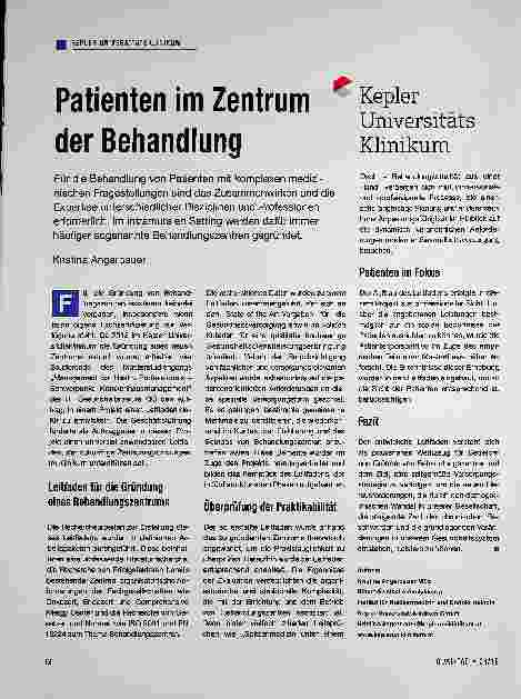 Vorschauseite 1: Patienten im Zentrum der Behandlung