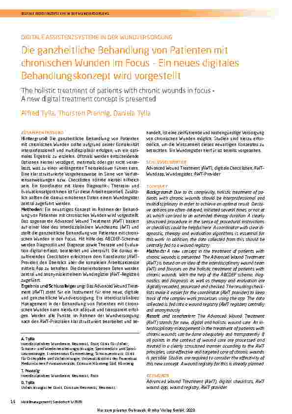 Vorschauseite 1: Die ganzheitliche Behandlung von Patienten mit chronischen Wunden im Fokus – Ein neues digitales Behandlungskonzept wird vorgestellt.
