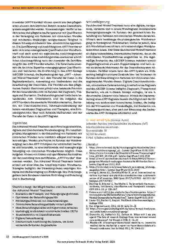 Vorschauseite 5: Die ganzheitliche Behandlung von Patienten mit chronischen Wunden im Fokus – Ein neues digitales Behandlungskonzept wird vorgestellt.