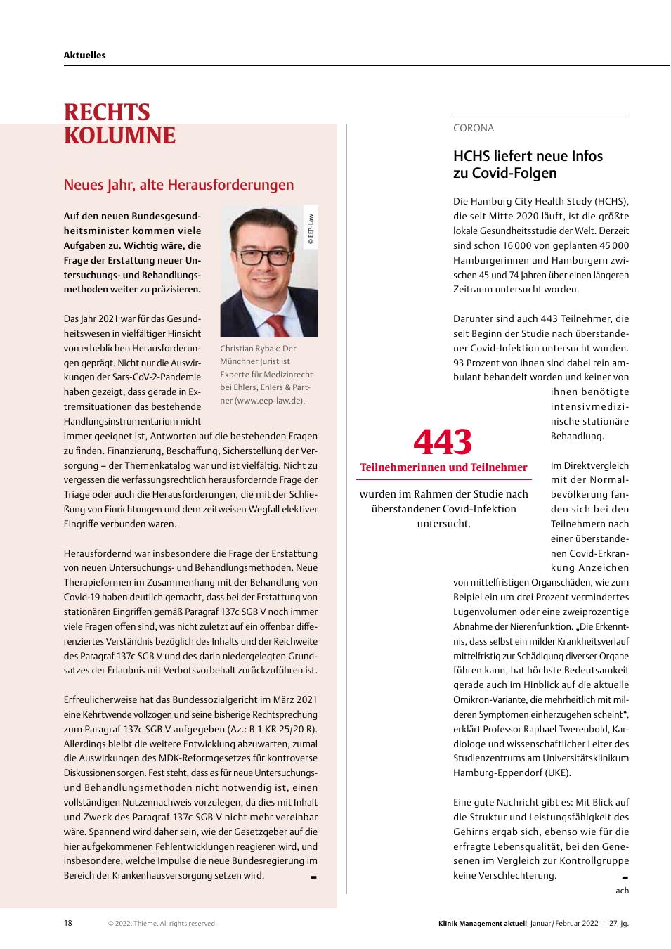 Vorschauseite 1: Corona: RKI liefert neue Infos zu Covid-Folgen