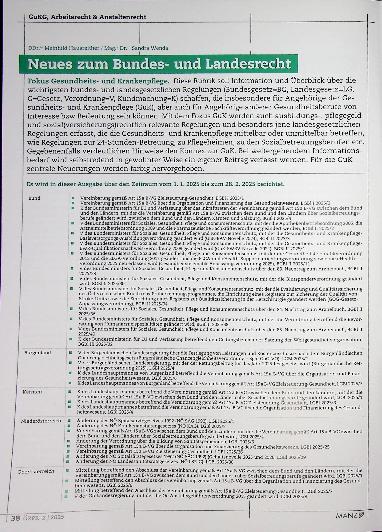 Vorschauseite 1: Neues zum Bundesund Landesrecht