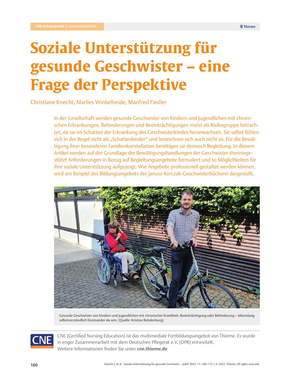 Vorschauseite 1: Soziale Unterstützung für gesunde Geschwister – eine Frage der Perspektive