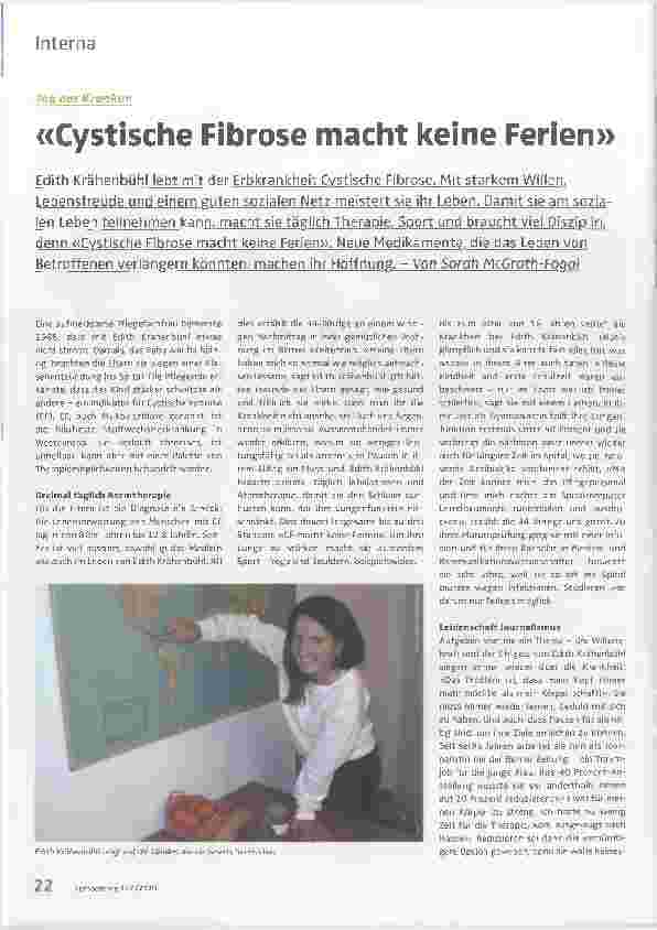 Vorschauseite 1: «Zystische Fibrose macht keine Ferien»