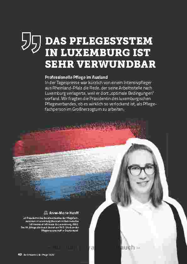 Vorschauseite 1: DAS PFLEGESYSTEM IN LUXEMBURG IST SEHR VERWUNDBAR.