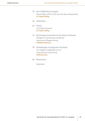 Vorschauseite 3: Geschichte der Gesundheitsberufe Heft 2-2025