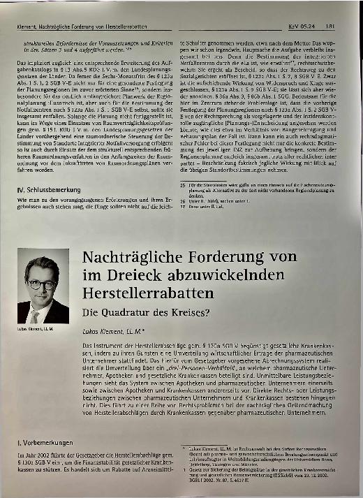 Vorschauseite 1: Nachträgliche Forderung von im Dreieck abzuwickelnden Herstellerrabatten. Die Quadratur des Kreises?