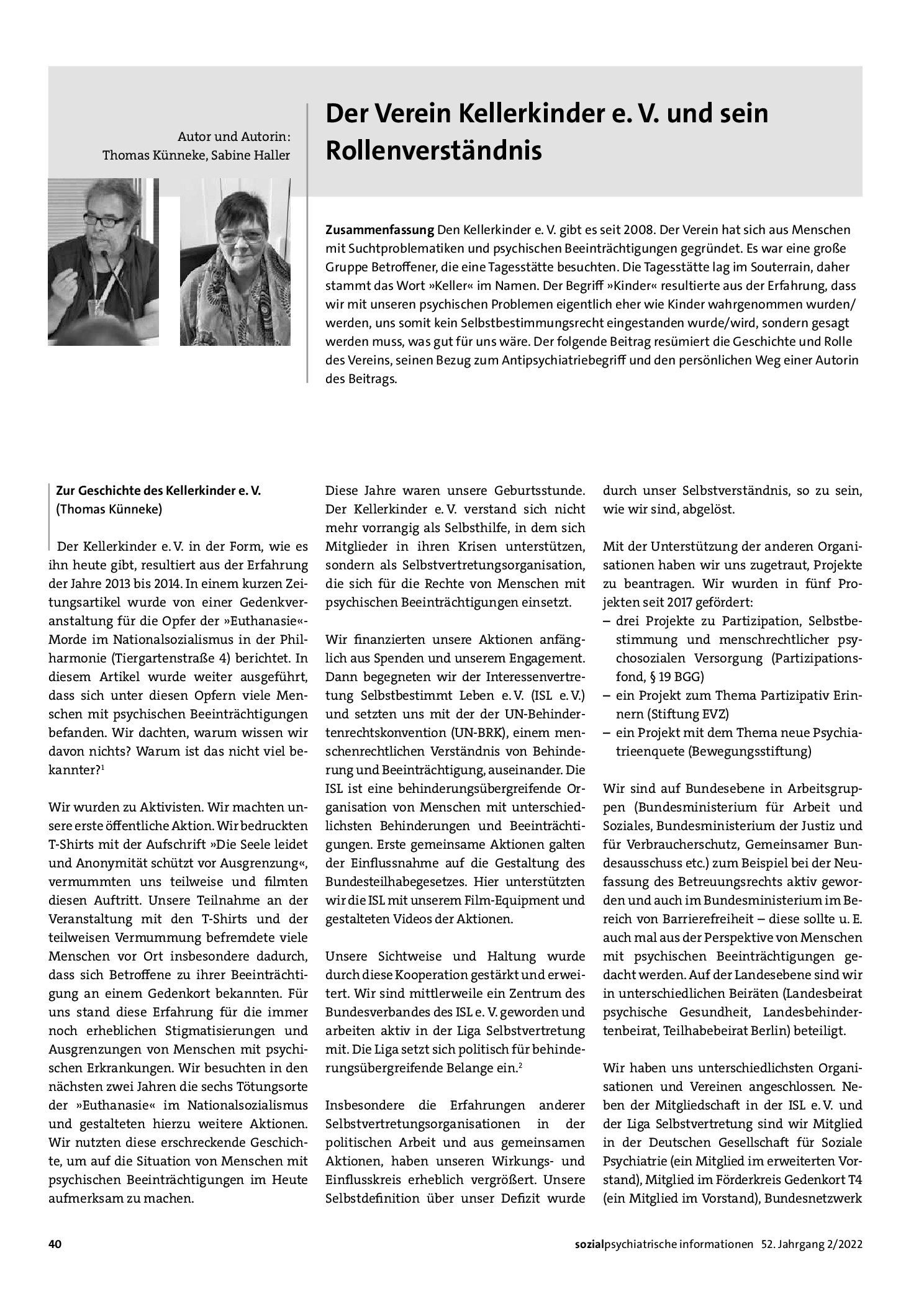 Vorschauseite 1: Der Verein Kellerkinder e. V. und sein Rollenverständnis