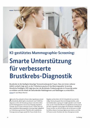 Vorschauseite 1: Kl-gestütztes Mammographie-Screening: Smarte Unterstützung für verbesserte Brustkrebs-Diagnostik