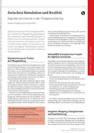 Vorschauseite 1: Zwischen Simulation und Realität Digitale Lernräume in der Pflegeausbildung