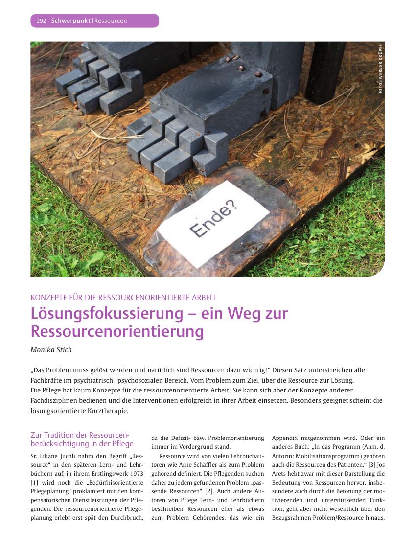 Vorschauseite 1: Lösungsfokussierung? ein Weg zur Ressourcenorientierung