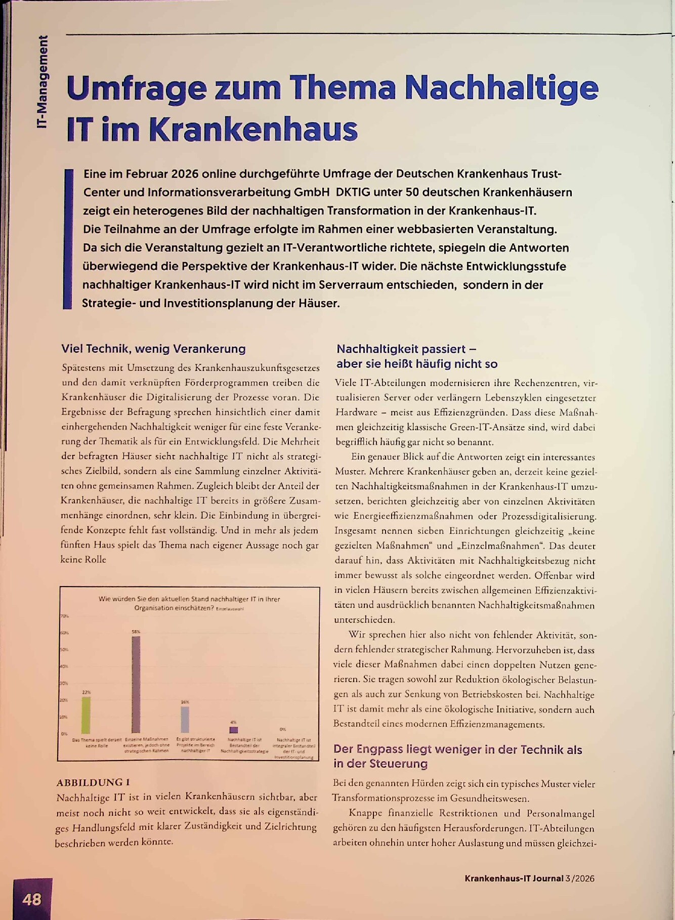 Vorschauseite 1: Umfrage zum Thema nachhaltige IT im Krankenhaus