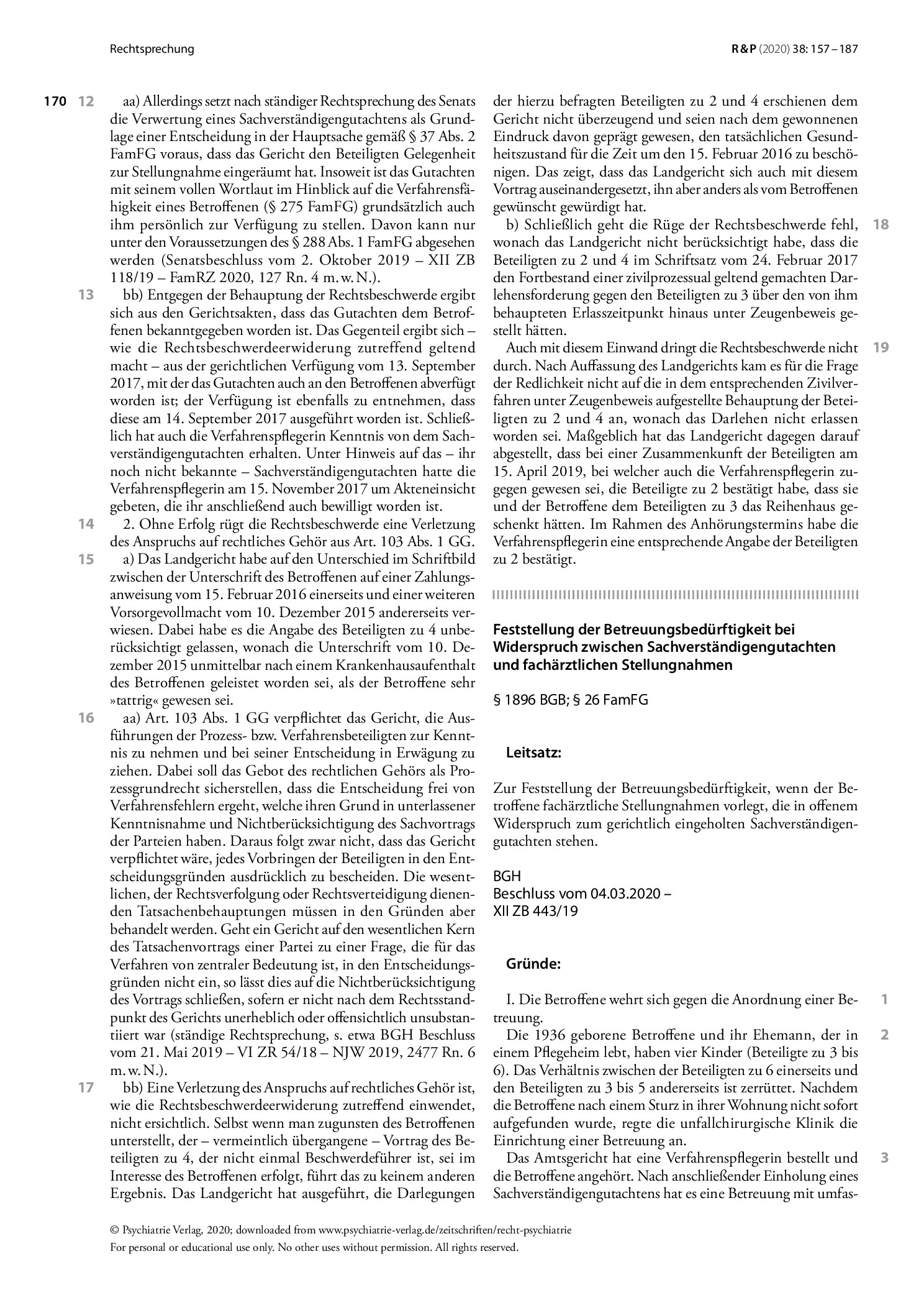 Vorschauseite 2: Unterrichtung des Betroffenen über Begutachtung im Betreuungsverfahren