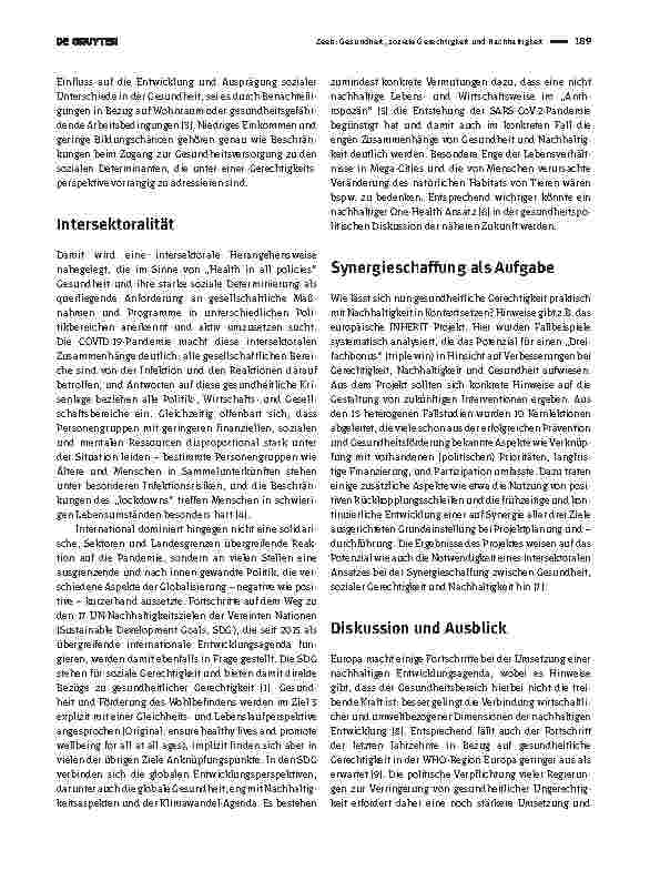 Vorschauseite 2: Gesundheit, soziale Gerechtigkeit und Nachhaltigkeit