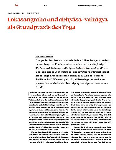 Vorschauseite 1: Lokasangraha und abhyāsa – vairāgya als Grundpraxis des Yoga