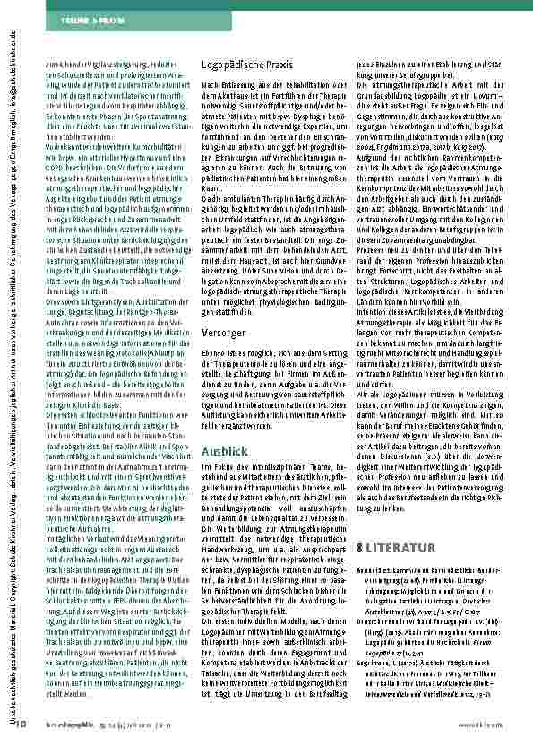 Vorschauseite 5: Atmungstherapie: anspruchsvolles Tätigkeitsfeld für Logopädinnen