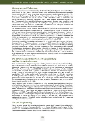 Vorschauseite 2: Gelingensfaktoren in der Ausbildung beruflich Pflegender Ein narratives Review