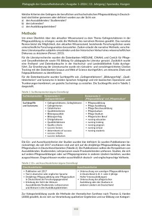 Vorschauseite 3: Gelingensfaktoren in der Ausbildung beruflich Pflegender Ein narratives Review