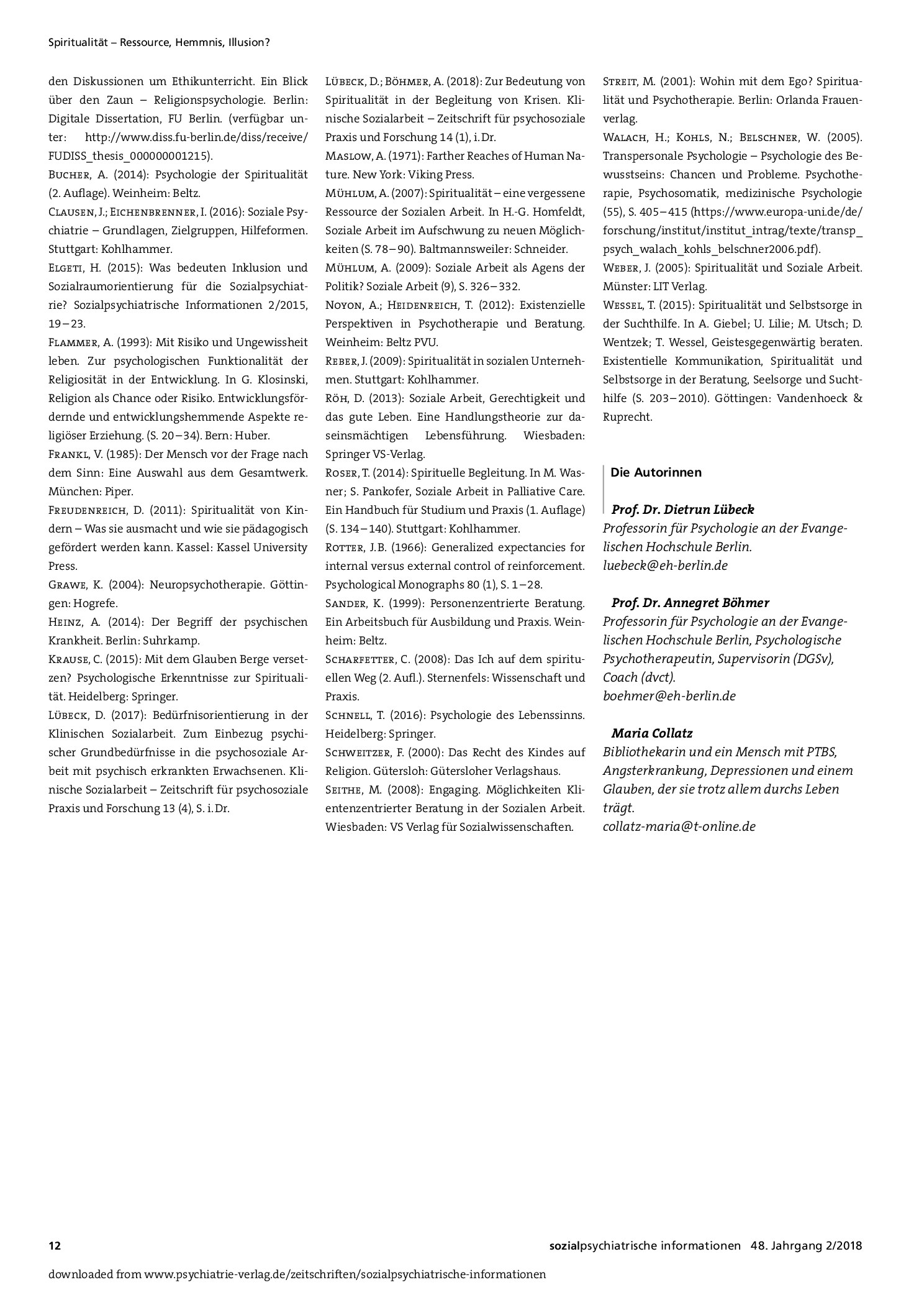 Vorschauseite 5: Spiritualität mit Blick auf die Leitgedanken Sozialer Psychiatrie