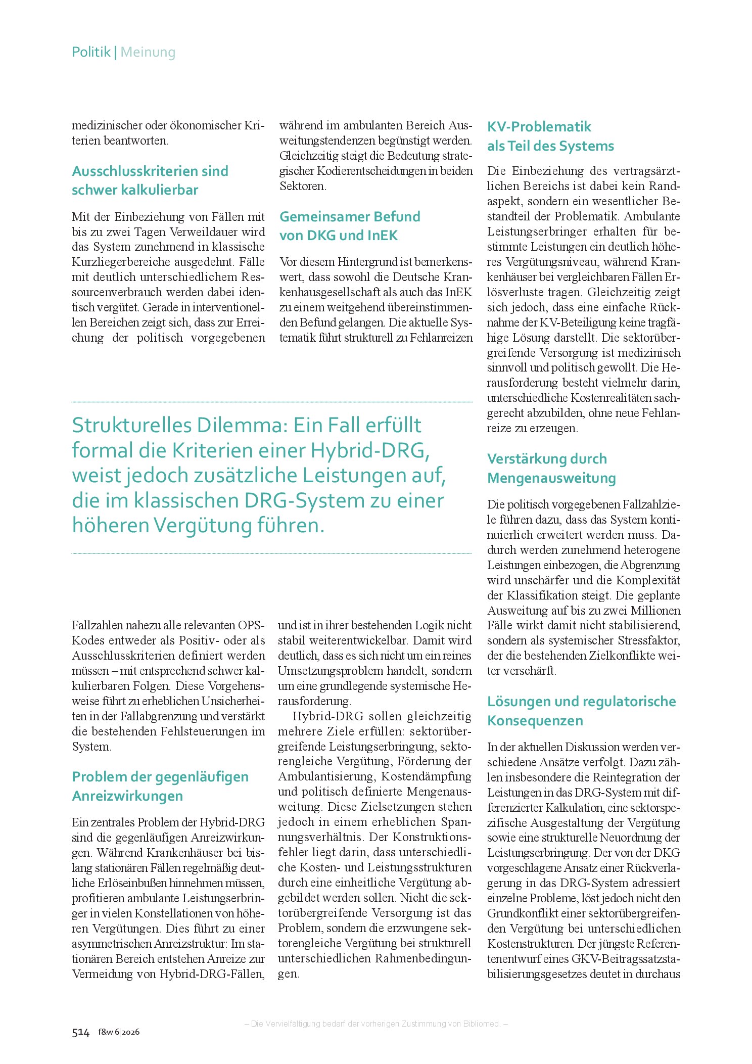 Vorschauseite 2: Kurzfristige Alternativen für die Hybrid-DRG