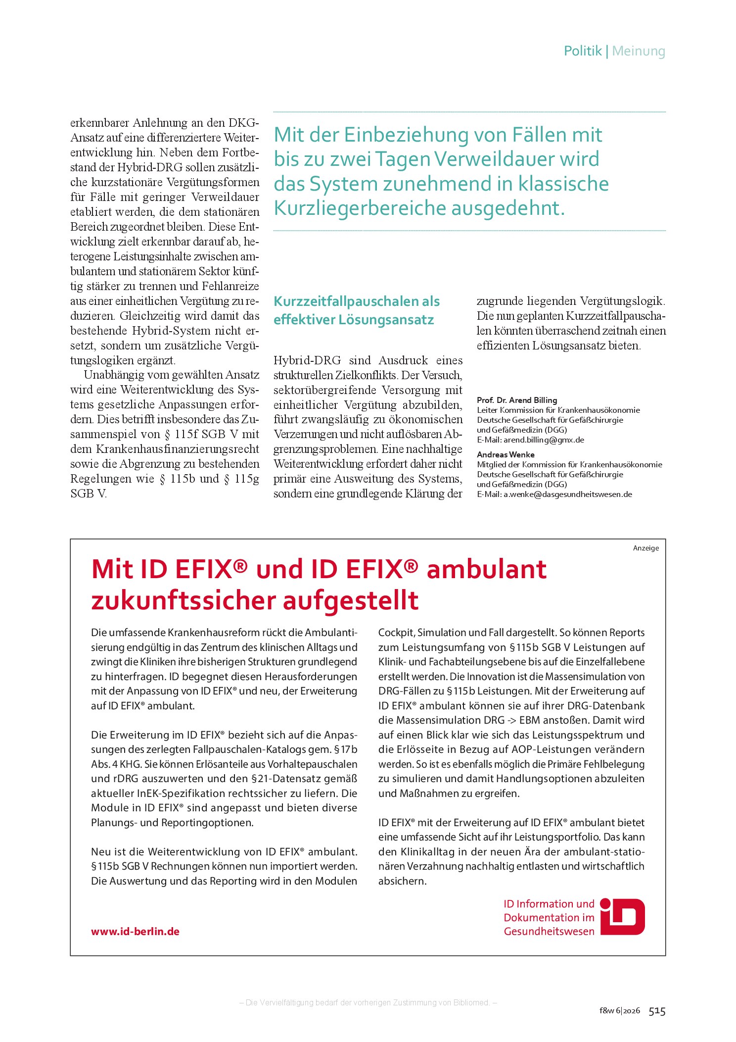 Vorschauseite 3: Kurzfristige Alternativen für die Hybrid-DRG