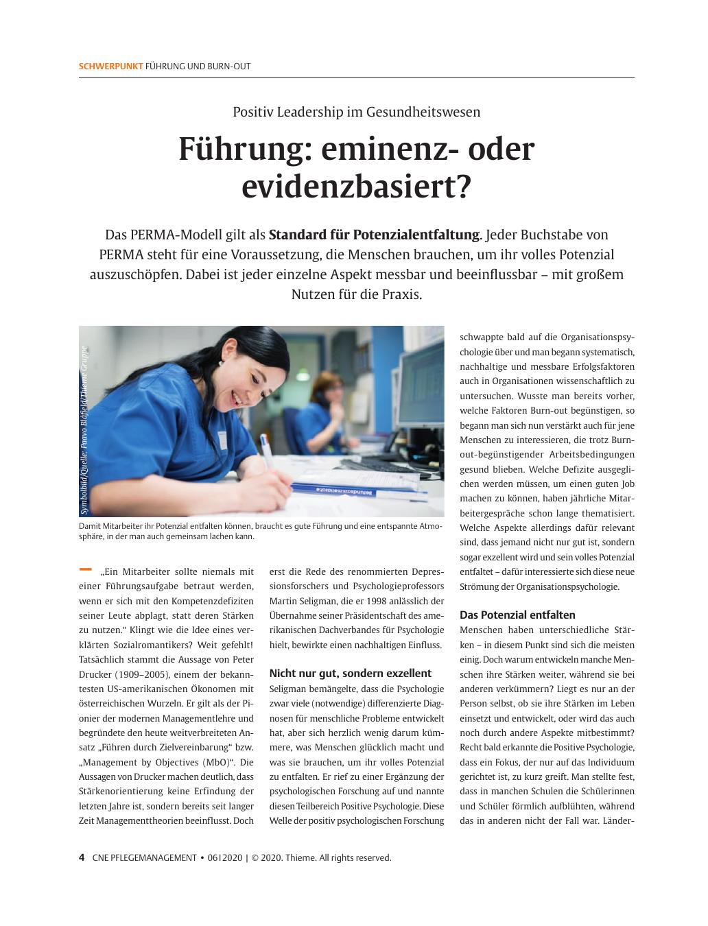 Vorschauseite 1: Führung: Eminenzoder Evidenzbasiert?