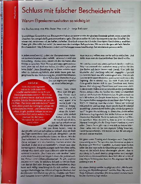 Vorschauseite 1: Schluss mit falscher Bescheidenheit. Warum Eigenkommunikation so wichtig ist.