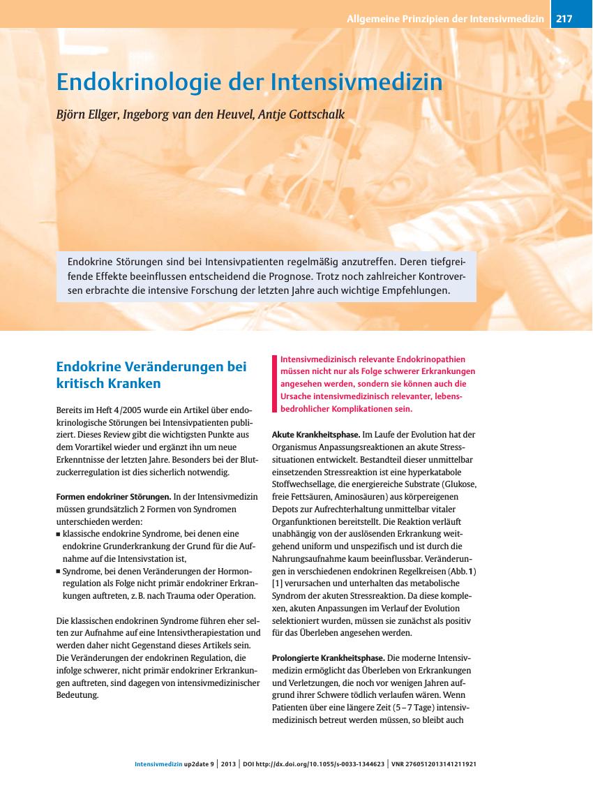 Vorschauseite 1: Endokrinologie der Intensivmedizin