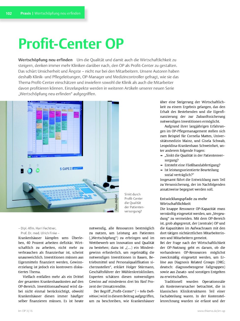 Vorschauseite 1: Profit-Center OP