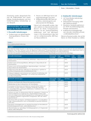 Vorschauseite 2: Zertifikat „Intensivmedizin“ der DGAI – Erweiterung um das fakultative Modul „Infektiologie“