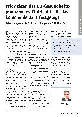 Vorschauseite 1: Prioritäten des EU-Gesundheitsprogramms EU4Health für das kommende Jahr festgelegt.