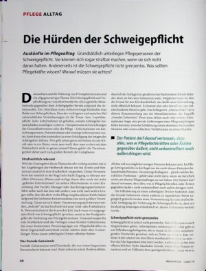Vorschauseite 1: Die Hürden der Schweigepflicht