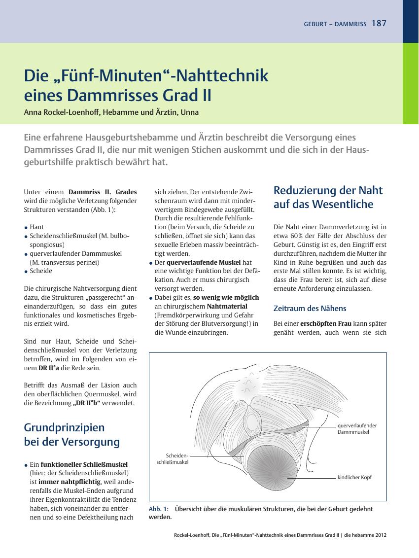 Vorschauseite 1: Die „Fünf-Minuten“-Nahttechnik eines Dammrisses Grad II