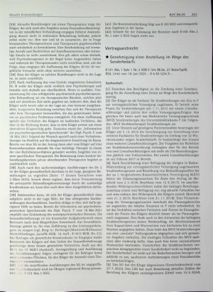 Vorschauseite 1: Vertragsarztrecht ♦ Genehmigung einer Anstellung im Wege des Sonderbedarfs