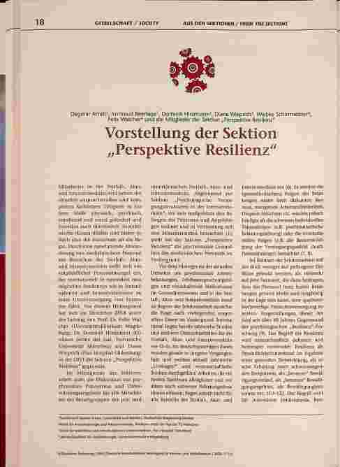 Vorschauseite 1: Vorstellung der Sektion „Perspektive Resilienz"